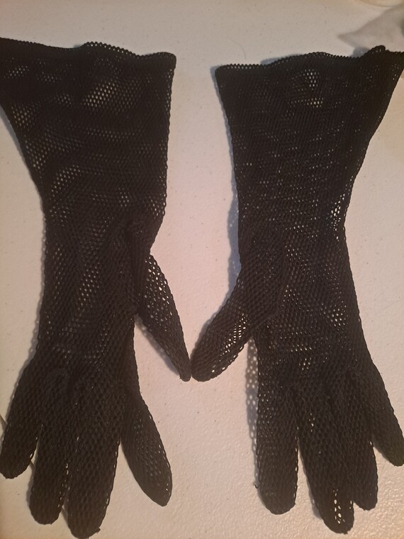 Vintage Black fishnet style women's gloves