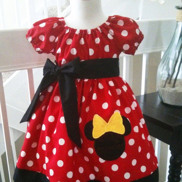 Minnie Mouse Red Polka dots Dress and Black with Applique