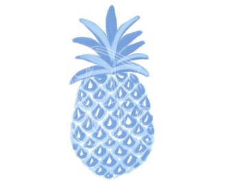 Blue and White Acrylic-Style Pinapple Clip Art (Instant Download)