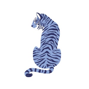 New! Tiger Clip Art V.3 in Cornflower and Navy (Instant Download) preppy, hand drawn clip art