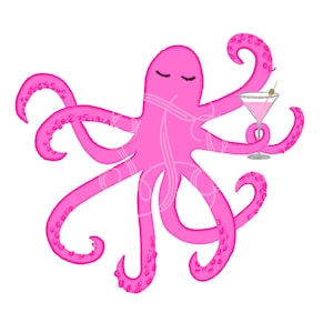 Clip Art di polpo Happy Hour (download immediato)