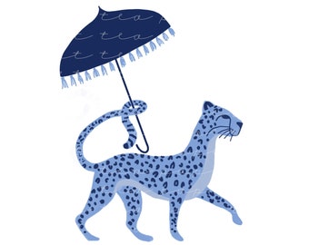 Chinoiserie Cheetah Clip Art: Preppy Gouache Illustration (Instant Download)