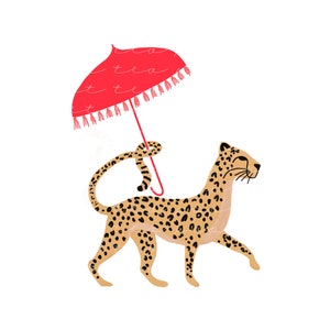 Clip art in stile guazzo ghepardo cinese V.1 (download immediato) preppy, clip art disegnata a mano