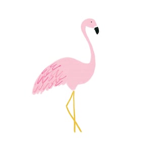 Flamingo Gouache-Style Clip Art (Instant Download) preppy, clip art, hand drawn clip art