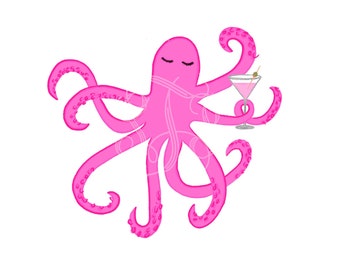 New! Happy Hour Octopus Clip Art (Instant Download)