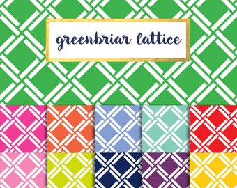 Greenbriar Lattice V. 2 Digital Paper Pack (Instant Download)
