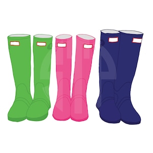 Rain Boots Clip Art (Instant Download) preppy, rain, wellies, boots