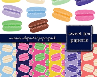 Macaron Clip Art & Paper Pack (Instant Download) macaron, macaroon, clip art, french, Paris