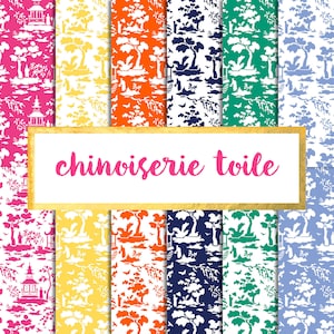 Chinoiserie Toile Digital Paper Pack (Instant Download)