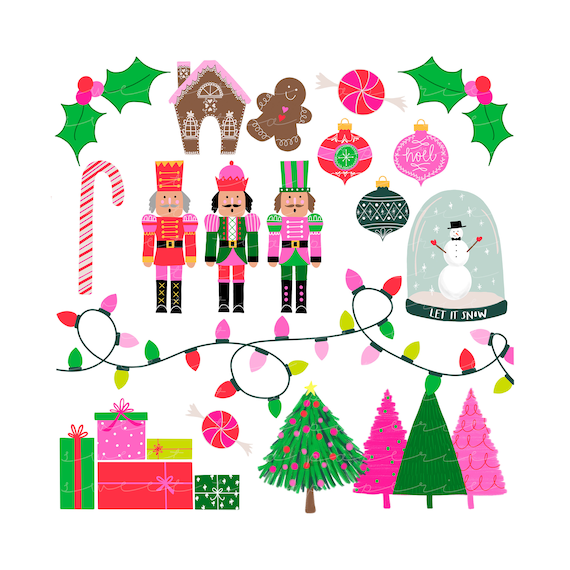 Preppy Christmas Clip Art instant Download 