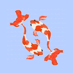 Chinoiserie Koi Pair Clip Art (Instant Download)
