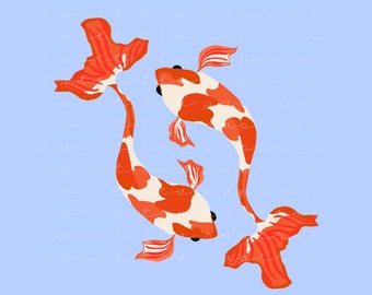 Chinoiserie Koi Pair Clip Art (Instant Download)