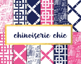 Chinoiserie Chic Digital Paper Pack (Instant Download)