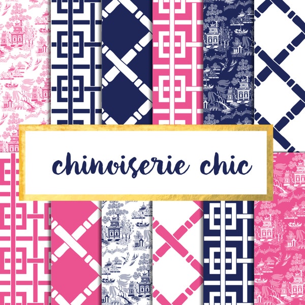 Chinoiserie Chic Digital Paper Pack (Instant Download)