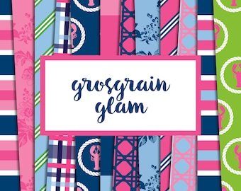 Grosgrain Glam Digital Paper Pack (Instant Download)