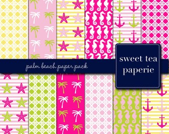 Preppy Plaids Digital Paper Pack instant Download Palm | Etsy