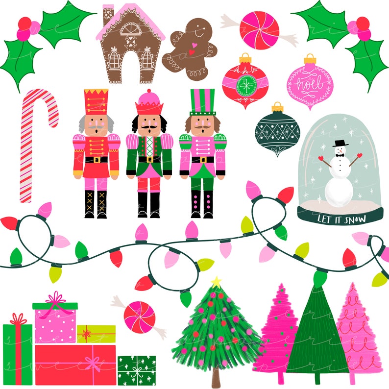 Preppy Christmas Clip Art instant Download Etsy
