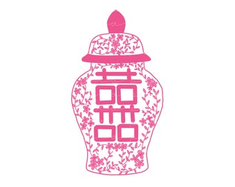 Ginger Jar Pink and White Clip Art (Instant Download)