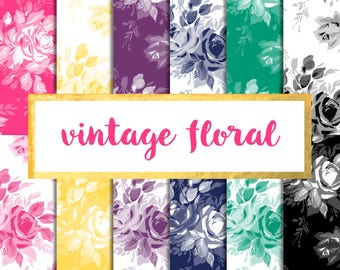 pack de papier numérique floral vintage (téléchargement instantané)