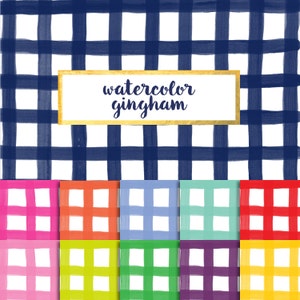 Watercolor Gingham Digital Paper Pack (Instant Download)