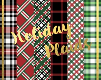 Pack de papier numérique Holiday Plaid (téléchargement instantané)