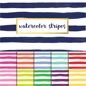 Watercolor Stripes Digital Paper Pack (Instant Download)