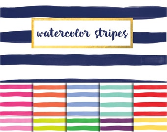 Watercolor Stripes Digital Paper Pack (Instant Download)