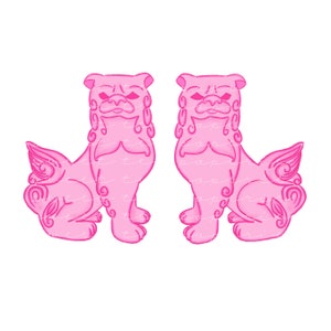 Foo Dog Clip Art i rosa (direkt nedladdning)