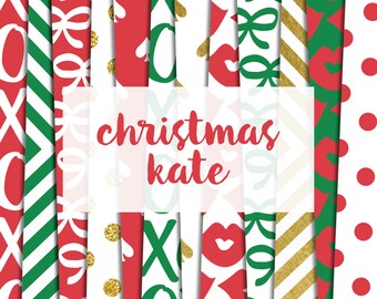 Christmas Kate Digital Paper Pack (Instant Download)