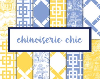 Chinoiserie Chic V.2 Digital Paper Pack (Instant Download)