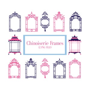 Immagini clipart di cornici in stile Chinoiserie (download immediato)