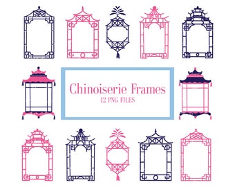 Chinoiserie Frames Clip Art (Instant Download)