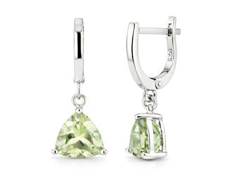 Pendientes de piedra preciosa natural con cierre de palanca / Talla trillón / 7 opciones de color