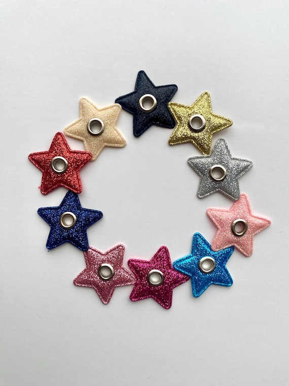Pair of Sparkly Star Lace Charms - Shoe Lace Accessories for Roller Quad Skates, Sneakers/Tennis