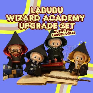 Labubu Four Houses of Magic Outfit for Pop Mart Doll Have a Seat Handmade Wizard Robe School Uniform Cosplay Costume Set for Collectors Gift