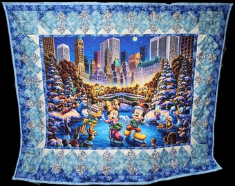 Mickey & Friends Christmas Wall Hanging: NYC Ice Skating Scene