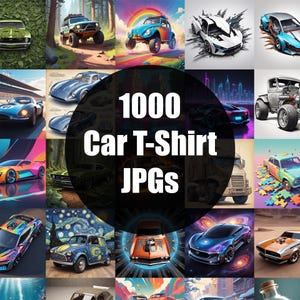 T-Shirt Designs, Car Clipart Bundle, T-shirt Car Designs, T-Shirt Prints, 1000 Design Pack, Car Design Bundle, T-Shirt Digital Designs