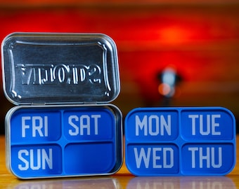 1 Week 2 Piece Altoid Tin Pill Organizer | Vitamins, Medication, Medicine, Cough Drops. 2 Tray double level magnetic | Made In Alaska, USA!