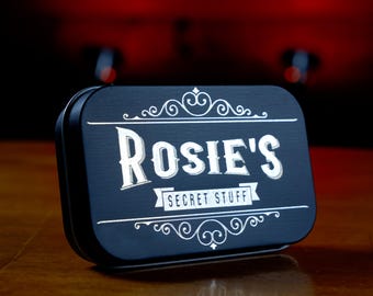 Custom Engraved Metal Tin Box - Personalize With Your Name or Gift To a Friend - Great for Organizing Stuff -  Made In Alaska, USA