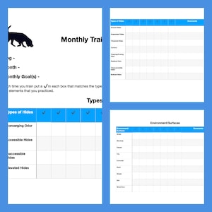 Nosework Scentwork Training Packet: Weekly & Monthly Forms (Printable Word)