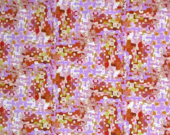 Pixelated Pink Orange Abstract Quilter's Weight Cotton Fabric - Dyed Material - Yardage - By the Yard - Quilting