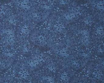 Navy Blue Leaves Leaf Blender Quilter's Weight Cotton Print Fabric - Blender Material - Yardage - By the Yard