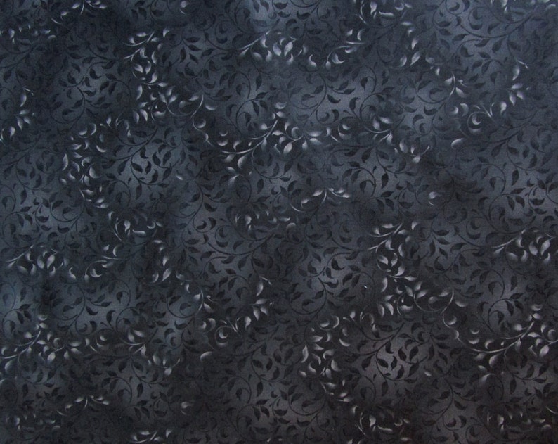 Black Leafy Vine Quilter's Weight Fabric Cotton Print Etsy