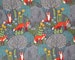 Gray Orange Green Turquoise Yellow Fox Woodland Forest Quilter's Weight Cotton Print Fabric - Material - Yardage - Fabric by the Yard 