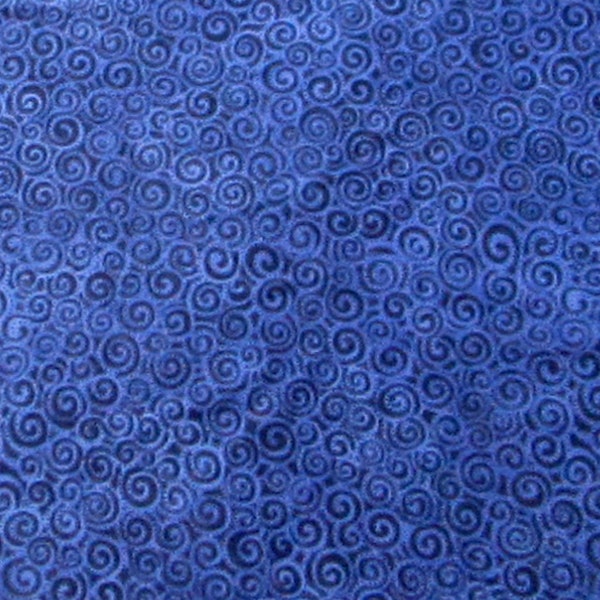 Laurel Burch Royal Blue Swirls Spirals Basics Quilter's Weight Cotton Print Fabric - Blender Material - Yardage - Fabric by the Yard