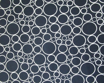 Wide 108" - Navy Blue White Circles Quilter's Weight Fabric - Cotton Print Fabric - Quilt Back Material - Yardage - Fabric by the Yard