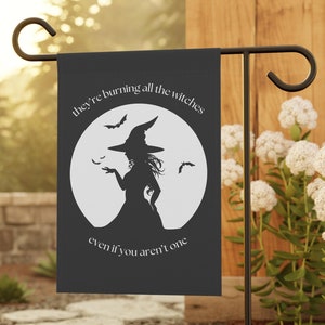 Halloween Lyrics Song Flag They're Burning All the Witches Cute Front Backyard Garden & House Banner