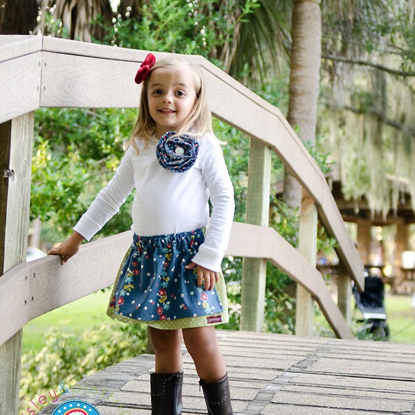 The Delainey Vintage Floral Collection.... Green Polka Dot Twirl Skirt with Floral Apron..... by laken and lila