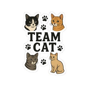 Team Cat Kiss-Cut Stickers, Fun Cat Lover Stickers, Cute Pet Stickers, Laptop & Water Bottle Decals, Gift for Cat Lovers