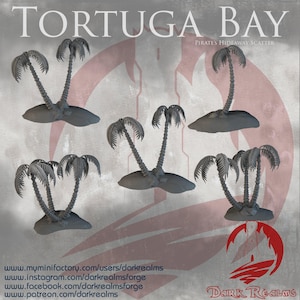 Tortuga Bay Scatter Terrain par DarkRealms en décor imprimé en 3D à l&#39;échelle 32 mm, 28 mm, 15 mm pour Wargaming Dnd et tous les jeux fantastiques